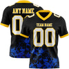 Custom Black White Thunder Blue-Yellow 3D Pattern Splash Authentic Football Jersey