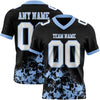 Custom Black White-Light Blue 3D Pattern Splash Authentic Football Jersey