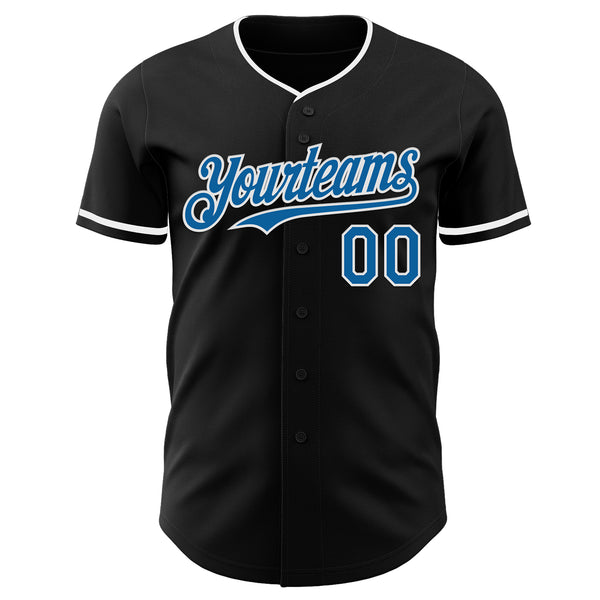 Custom Black Blue-White Authentic Baseball Jersey