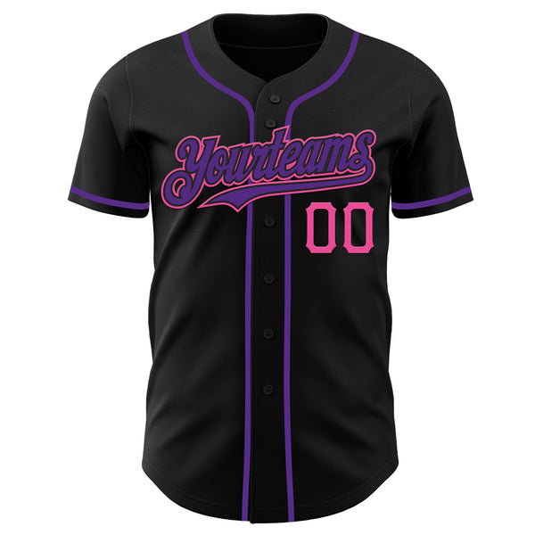 Custom Black Purple-Pink Authentic Baseball Jersey