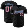 Custom Black Medium Pink-Light Blue Authentic Baseball Jersey
