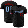 Custom Black Light Blue-Red Authentic Baseball Jersey