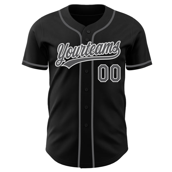 Custom Black Steel Gray-White Authentic Baseball Jersey