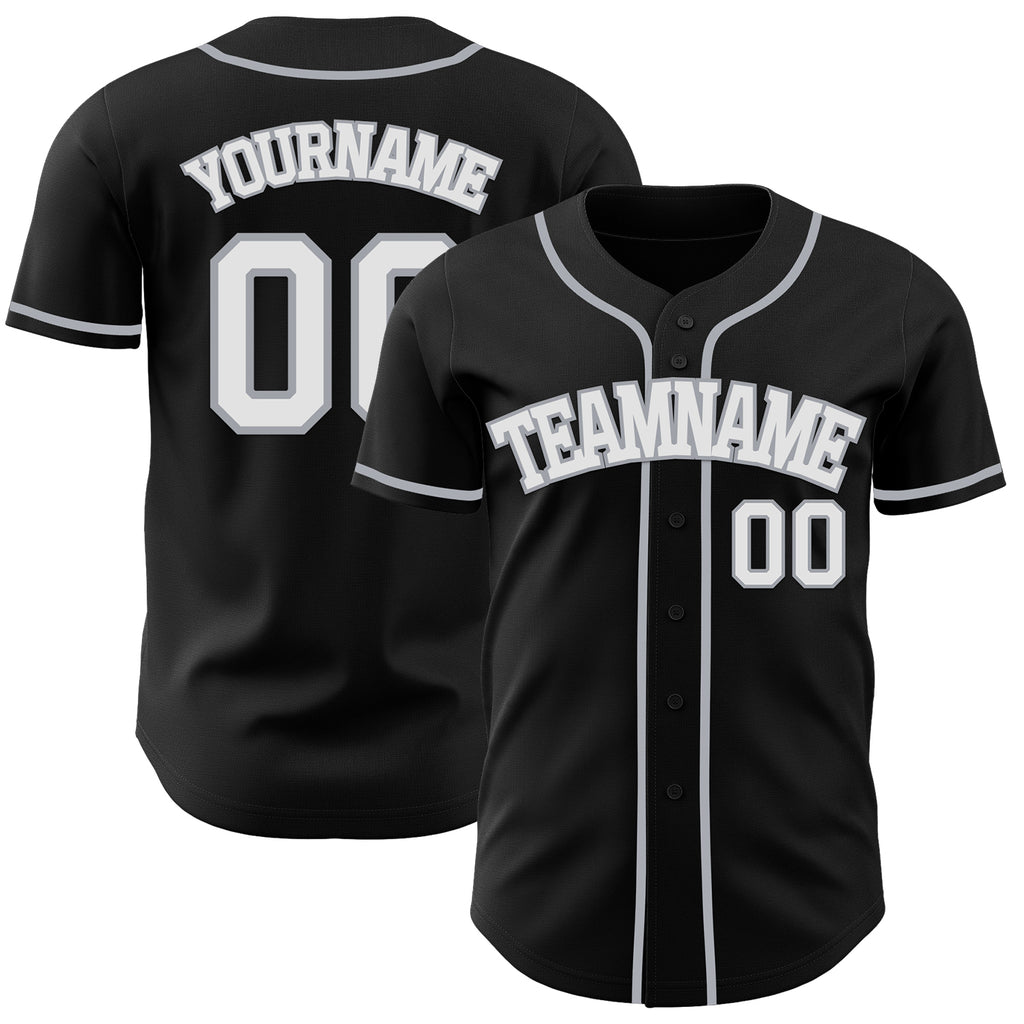 Custom Black White-Gray Authentic Baseball Jersey