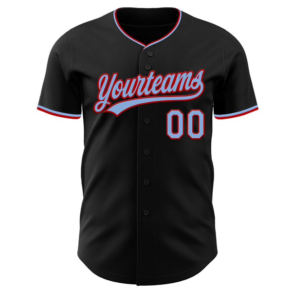 Custom Black Powder Blue-Orange Authentic Baseball Jersey