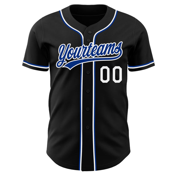 Custom Black White-Royal Authentic Baseball Jersey