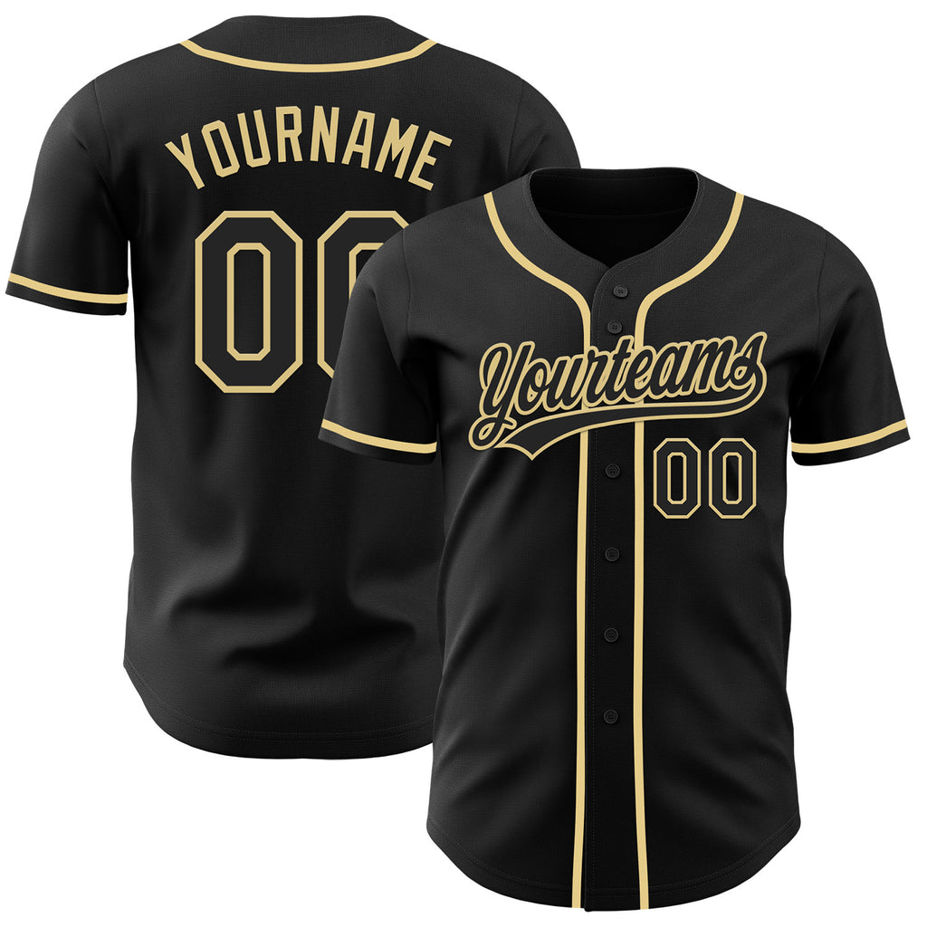 Custom Black-Vegas Gold Authentic Baseball Jersey