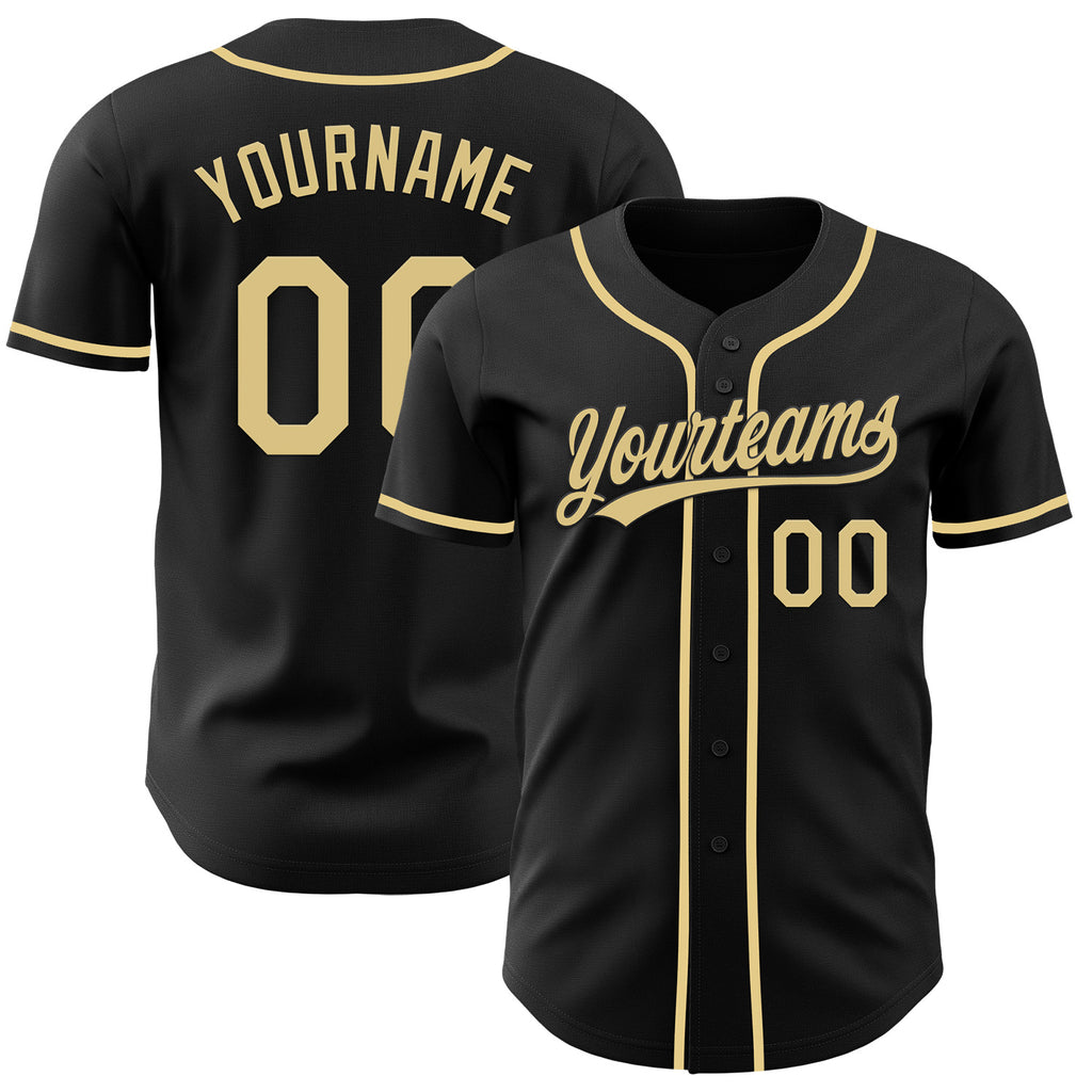 Custom Black-Vegas Gold Authentic Baseball Jersey