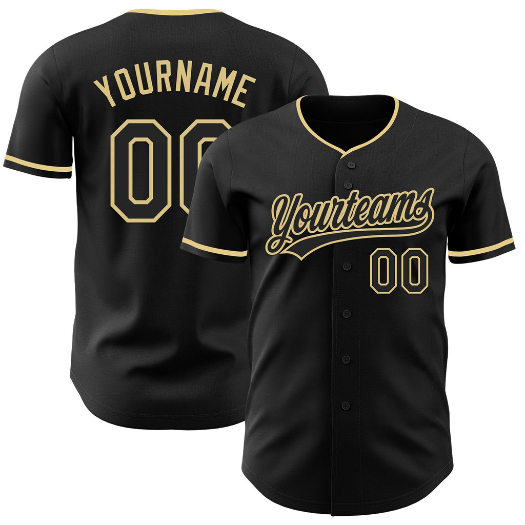 Custom Black-Vegas Gold Authentic Baseball Jersey