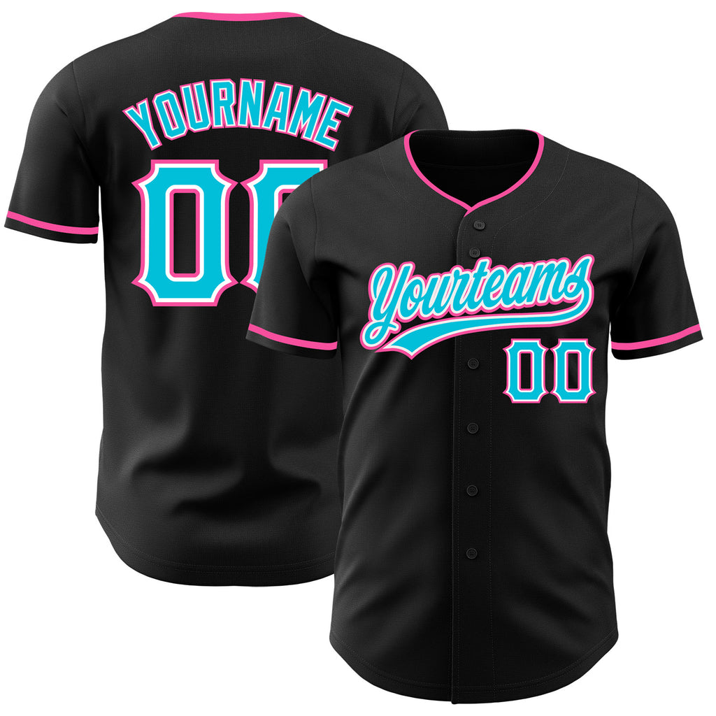 Custom Black Lakes Blue White-Pink Authentic Baseball Jersey