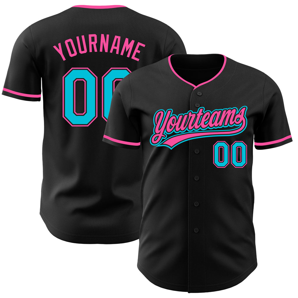 Custom Black Lakes Blue-Pink Authentic Baseball Jersey