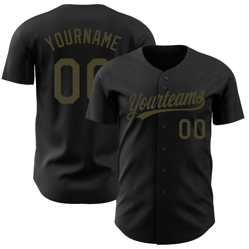 Custom Black-Olive Authentic Baseball Jersey