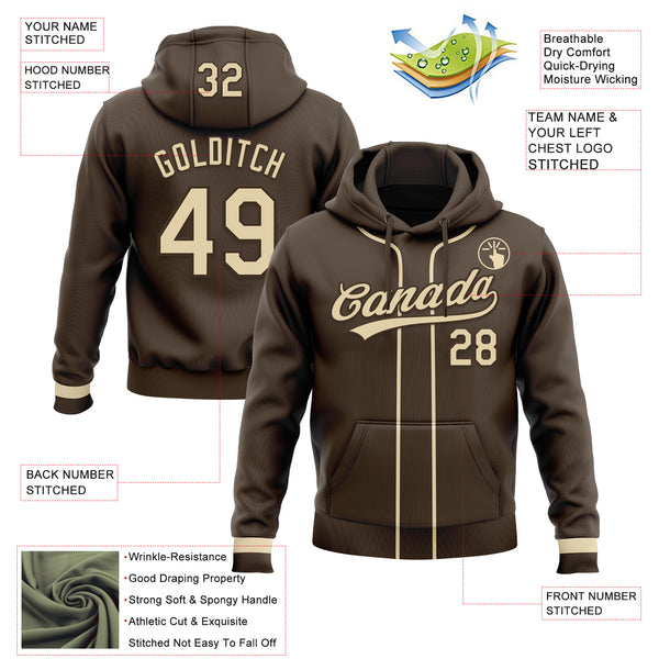 Custom Stitched Brown Cream-Brown Baseball Pullover Sweatshirt Hoodie