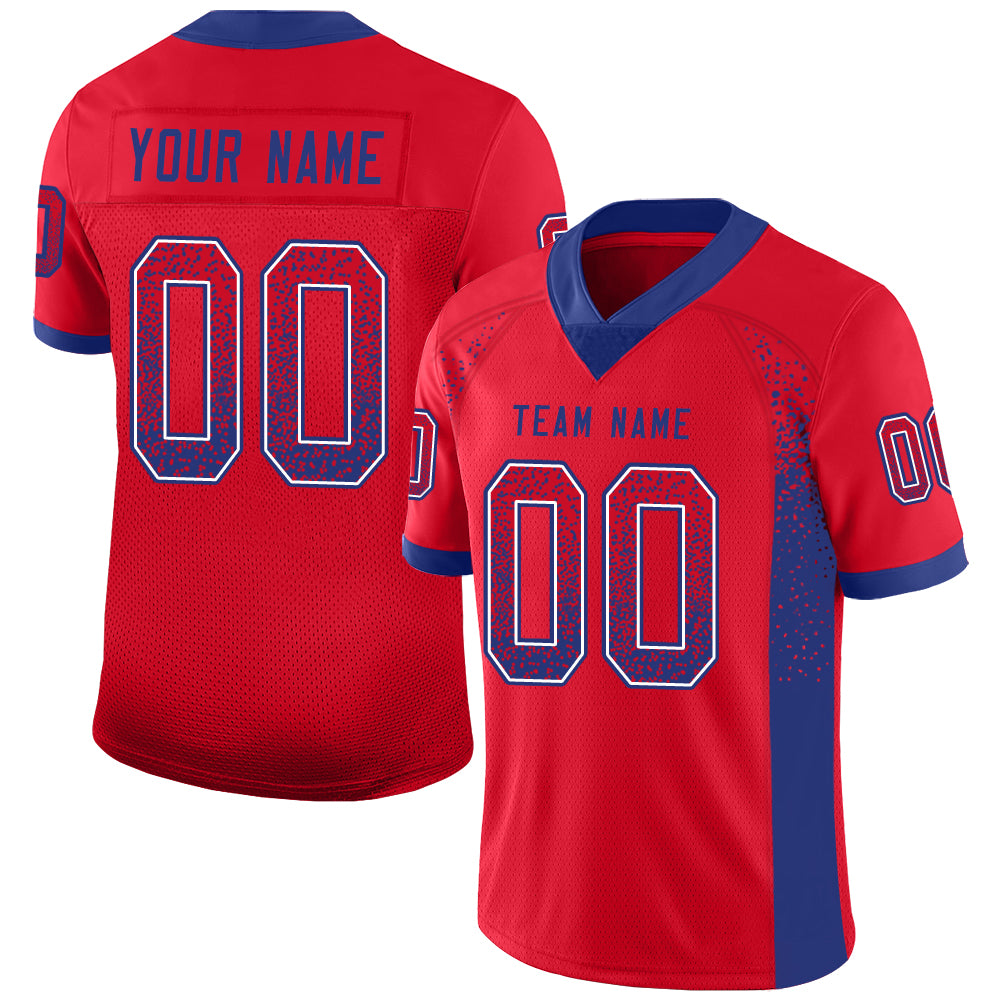 Custom Red Royal-White Drift Fashion Football Jersey