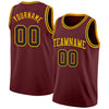 Custom Burgundy Black-Gold Authentic Basketball Jersey