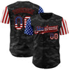 Custom Camo USA Flag Black-Red 3D Authentic Salute To Service Baseball Jersey