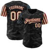Custom Camo Cream-Crimson 3D American Flag Authentic Salute To Service Baseball Jersey