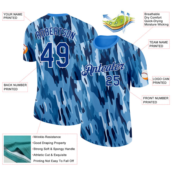 Custom Camo Royal-White Digital Camouflage Pixel Salute To Service Performance T-Shirt