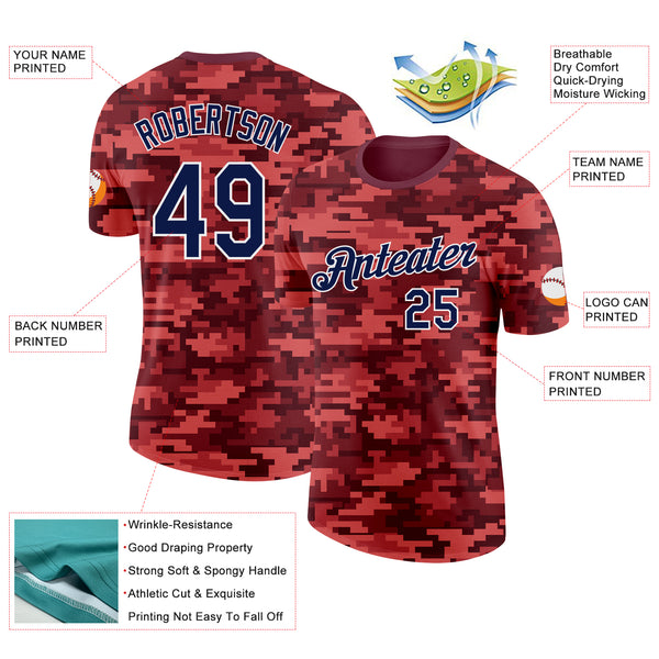 Custom Camo Navy-White Fire Magma Digital Camouflage Pixel Salute To Service Performance T-Shirt