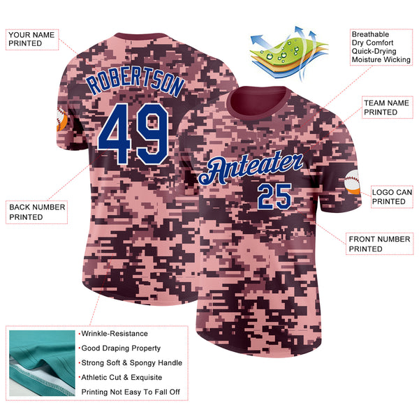 Custom Camo Navy-White Digital Camouflage Pixel Salute To Service Performance T-Shirt