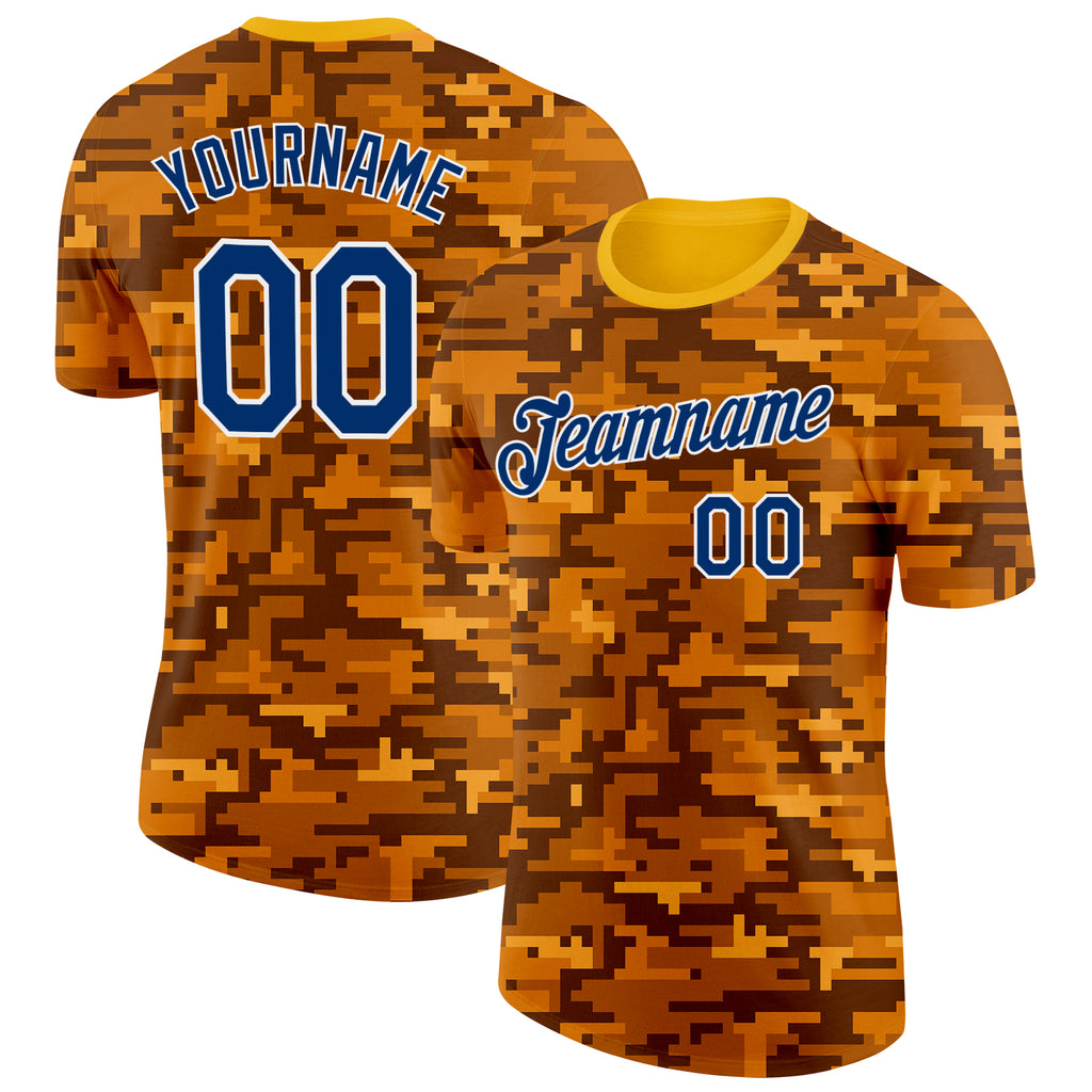 Custom Camo Royal-White Digital Camouflage Pixel Salute To Service Performance T-Shirt
