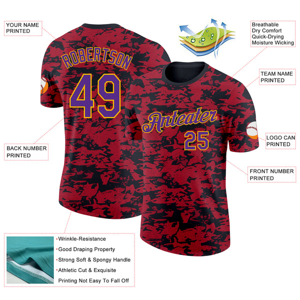 Custom Camo Purple-Gold Digital Camouflage Salute To Service Performance T-Shirt