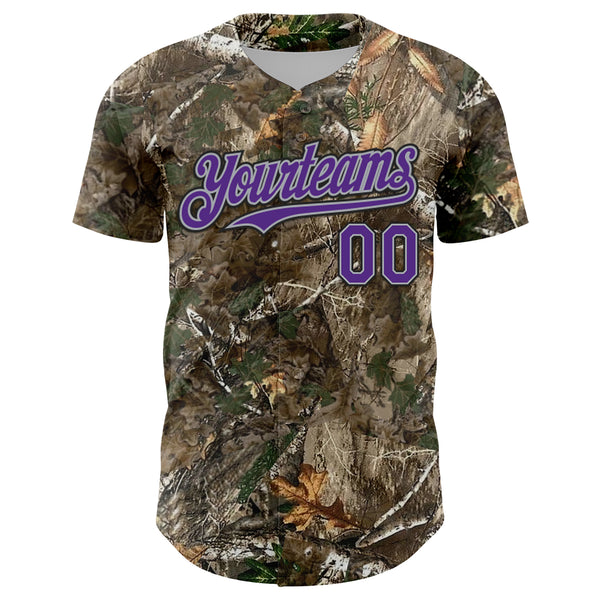 Custom Camo Purple Gray-Black Woodland Forest Camouflage Authentic Salute To Service Baseball Jersey