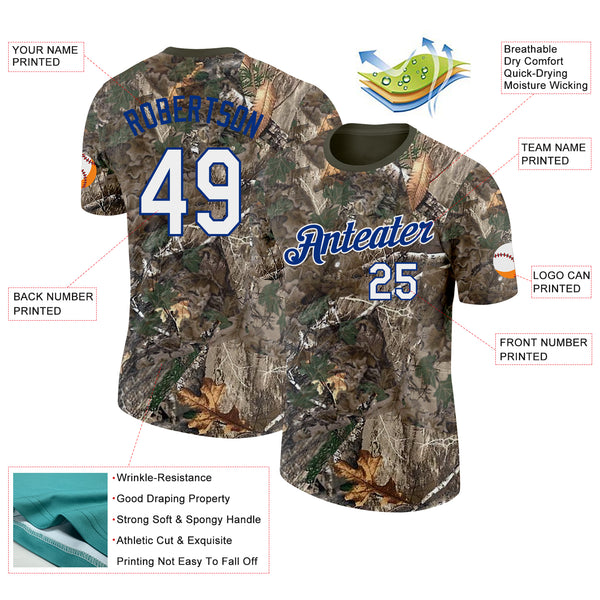 Custom Camo White Royal-Olive Woodland Camouflage Salute To Service Performance T-Shirt