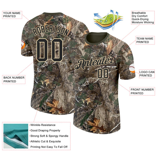 Custom Camo Black Cream-Olive Woodland Camouflage Salute To Service Performance T-Shirt