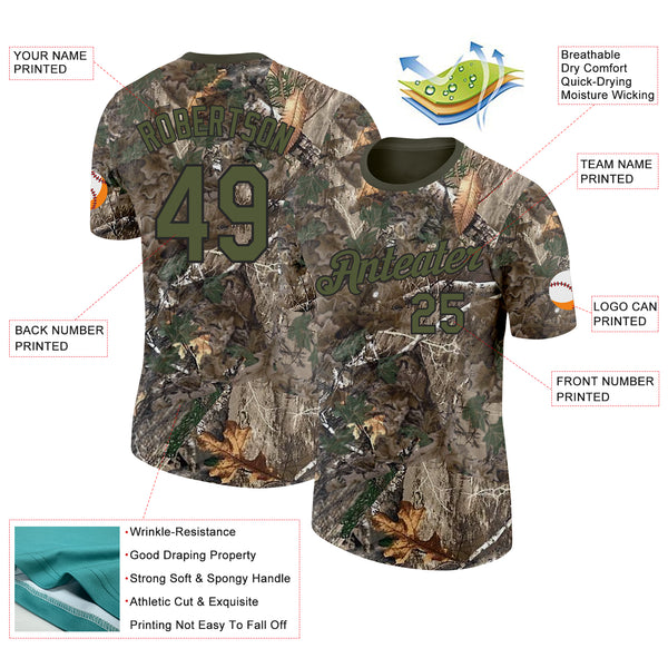 Custom Camo Olive-Black Woodland Camouflage Salute To Service Performance T-Shirt