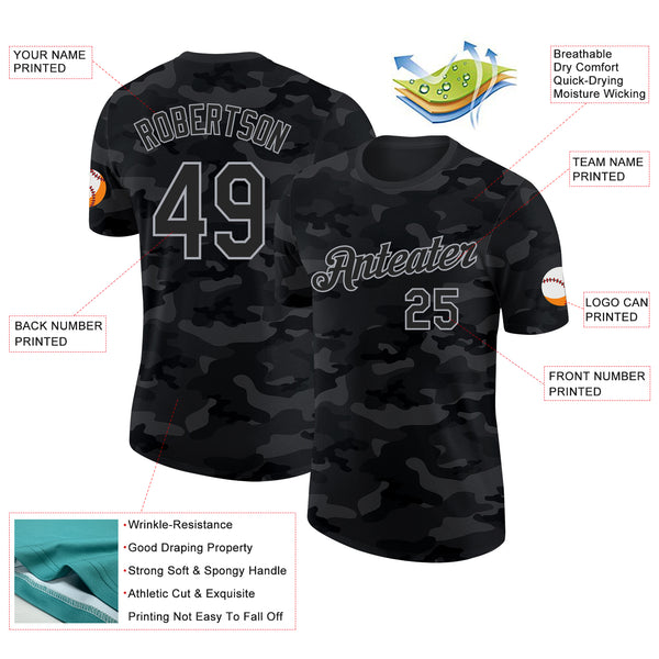 Custom Camo Black-Gray Salute To Service Performance T-Shirt