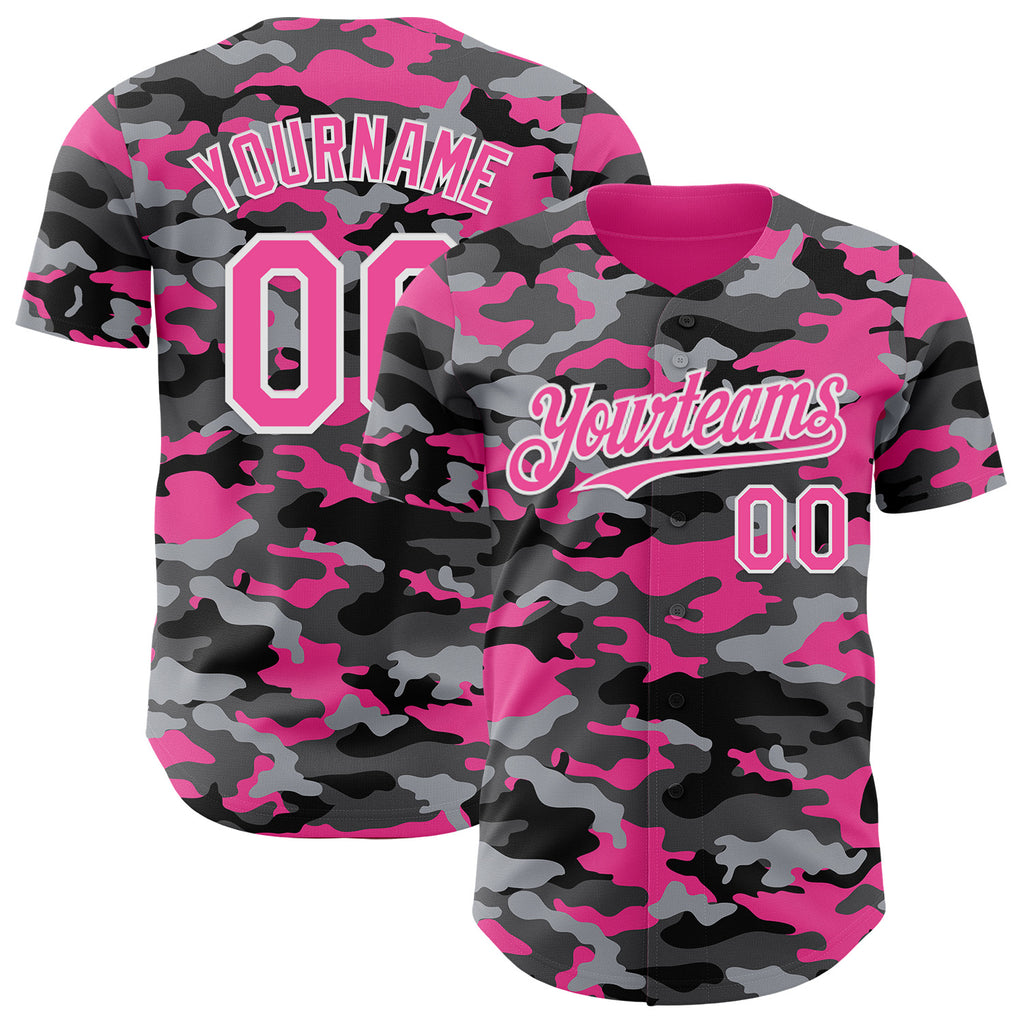 Custom Camo Pink-White Salute To Service Authentic Baseball Jersey