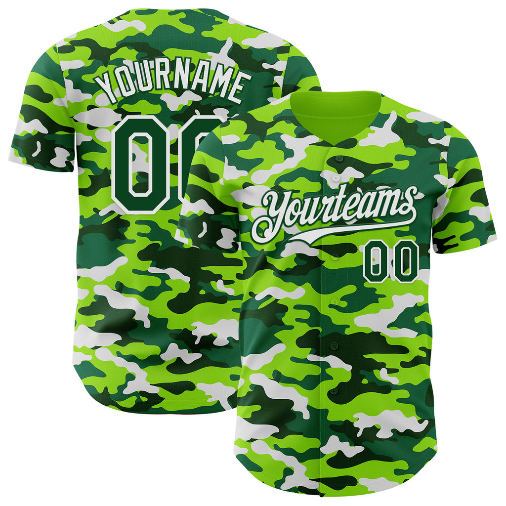 Custom Camo Green-White Salute To Service Authentic Baseball Jersey
