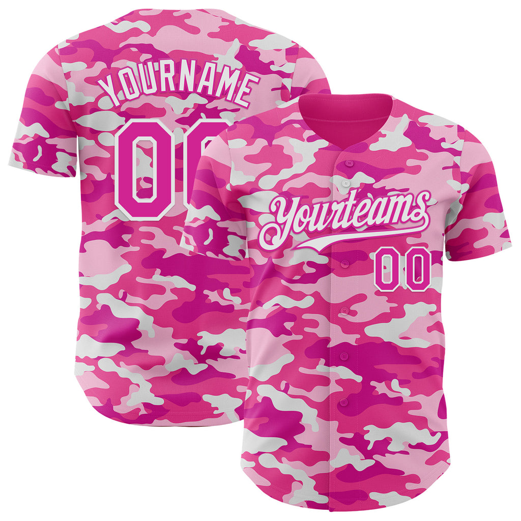 Custom Camo Deep Pink-White Salute To Service Authentic Baseball Jersey