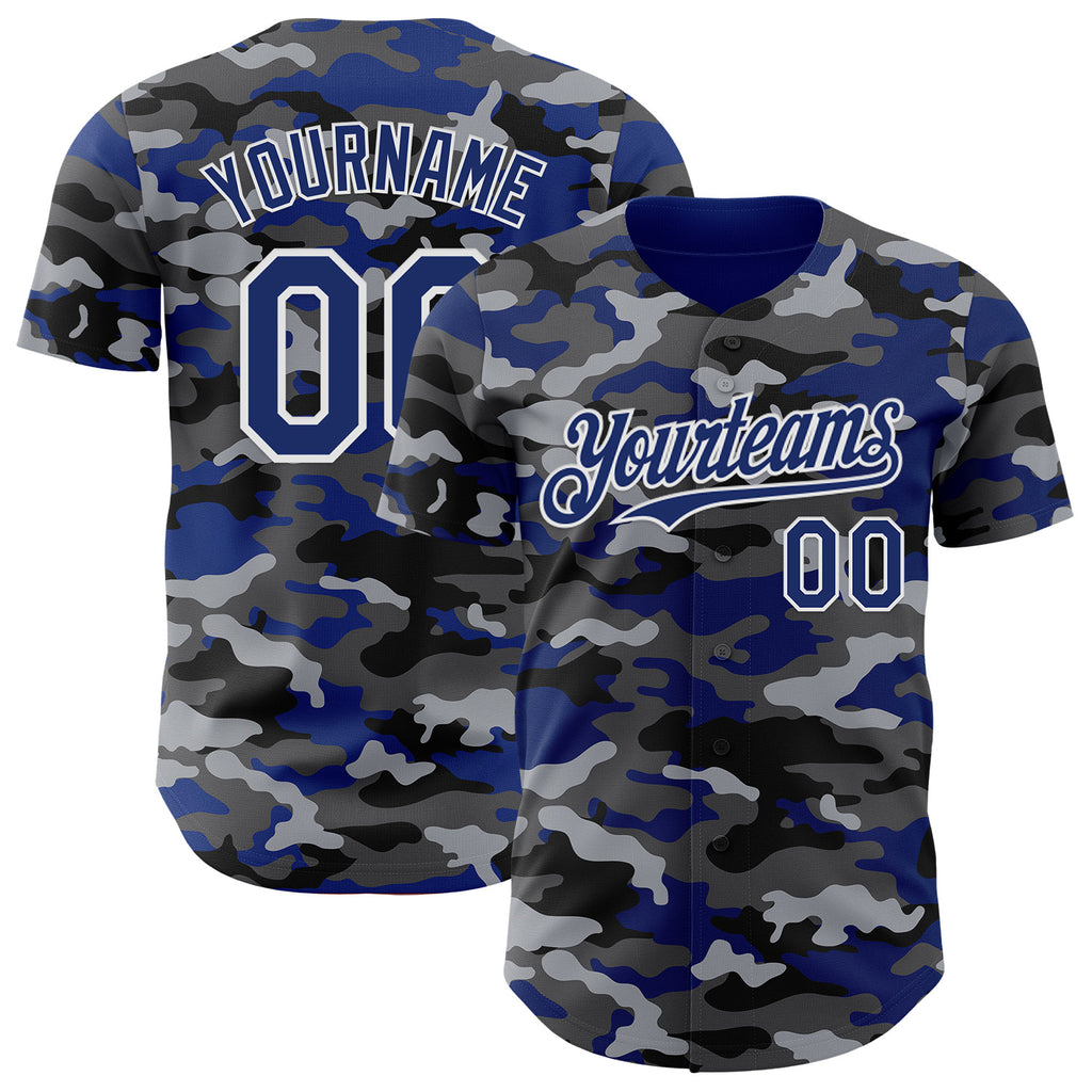 Custom Camo Royal-White Salute To Service Authentic Baseball Jersey