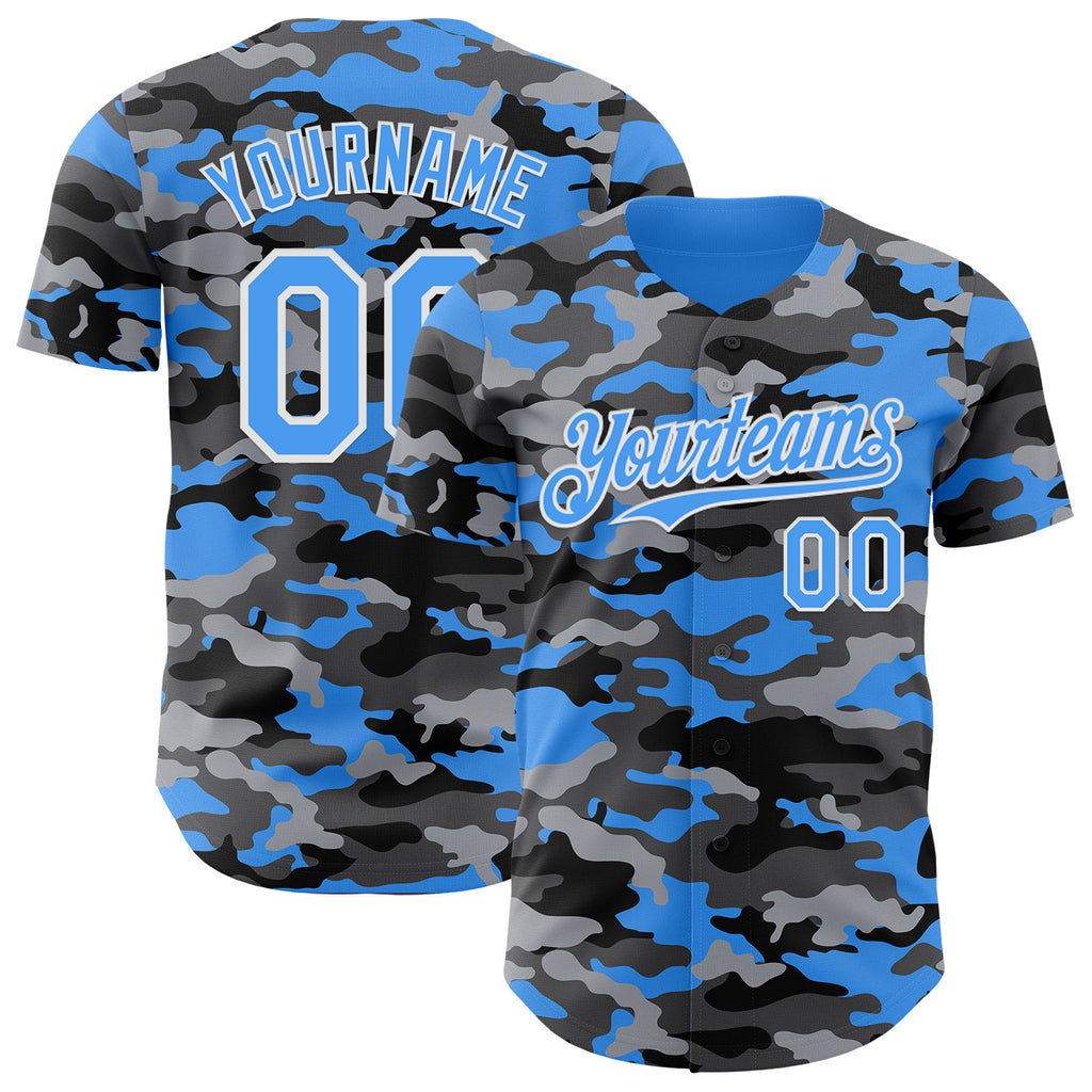 Custom Camo Electric Blue-White Salute To Service Authentic Baseball Jersey