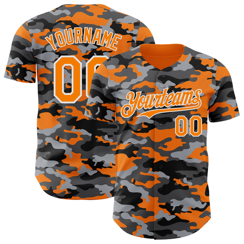 Custom Camo Bay Orange-White Salute To Service Authentic Baseball Jersey