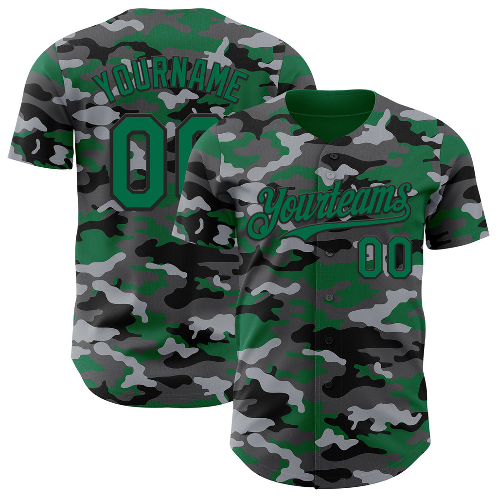 Custom Camo Kelly Green-Black Salute To Service Authentic Baseball Jersey