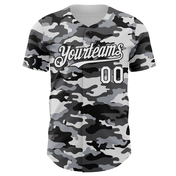 Custom Camo White-Black Salute To Service Authentic Baseball Jersey