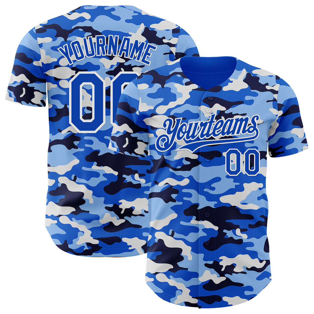 Custom Camo Thunder Blue-White Salute To Service Authentic Baseball Jersey