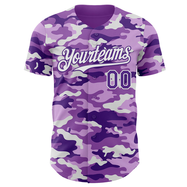 Custom Camo Purple-White Salute To Service Authentic Baseball Jersey