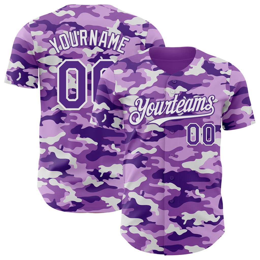 Custom Camo Purple-White Salute To Service Authentic Baseball Jersey