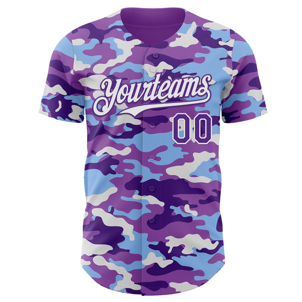 Custom Camo Purple-White Salute To Service Authentic Baseball Jersey