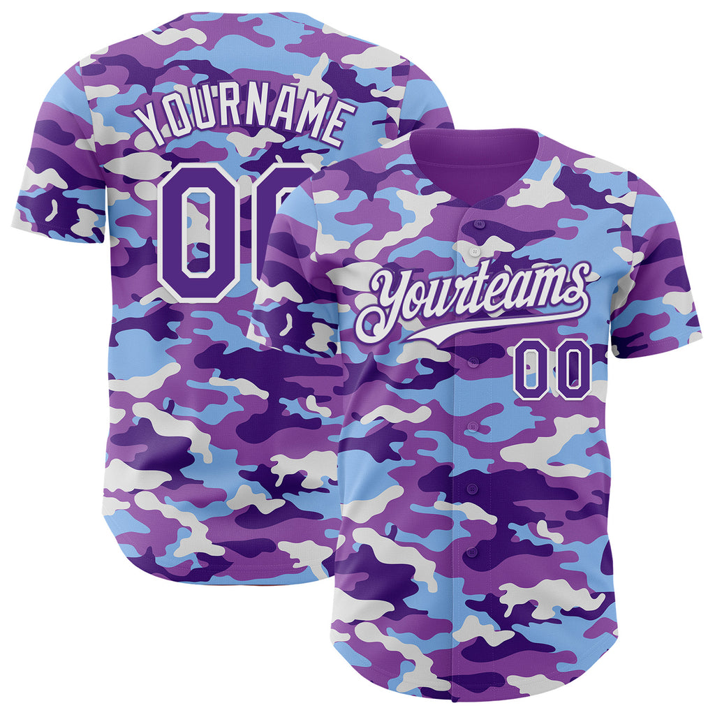Custom Camo Purple-White Salute To Service Authentic Baseball Jersey