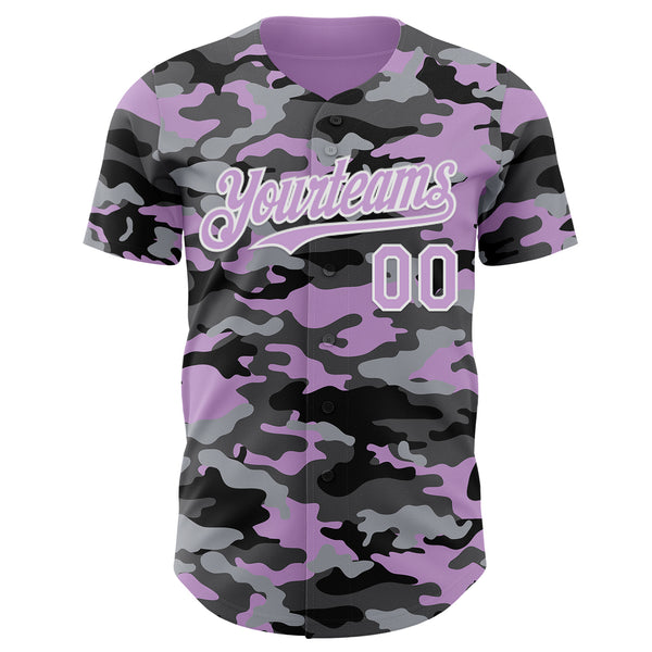 Custom Camo Light Purple-White Salute To Service Authentic Baseball Jersey