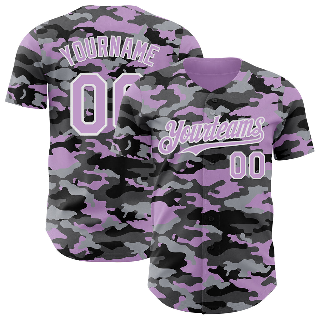 Custom Camo Light Purple-White Salute To Service Authentic Baseball Jersey