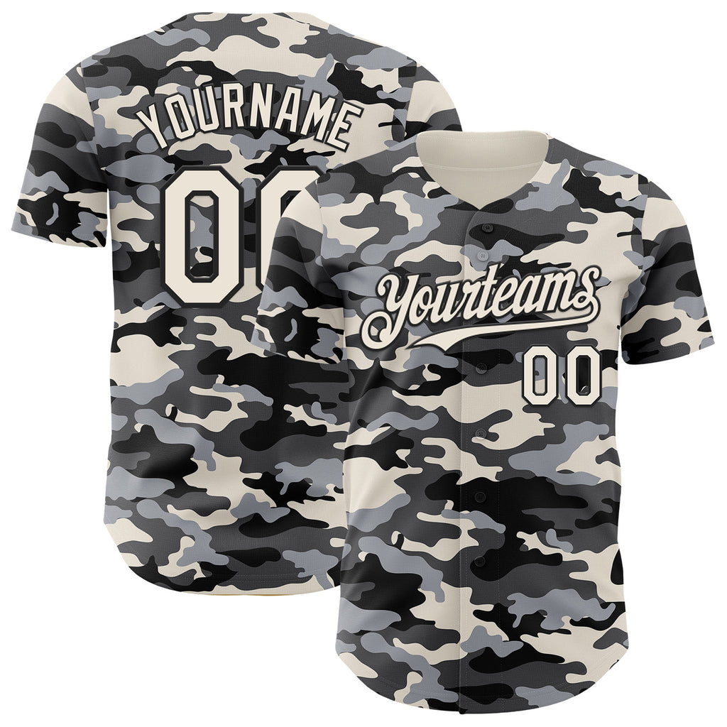 Custom Camo Cream-Black Salute To Service Authentic Baseball Jersey