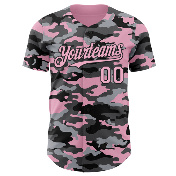 Custom Camo Light Pink-Black Salute To Service Authentic Baseball Jersey