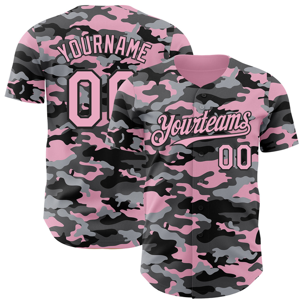 Custom Camo Light Pink-Black Salute To Service Authentic Baseball Jersey