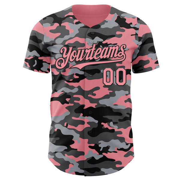 Custom Camo Medium Pink-Black Salute To Service Authentic Baseball Jersey